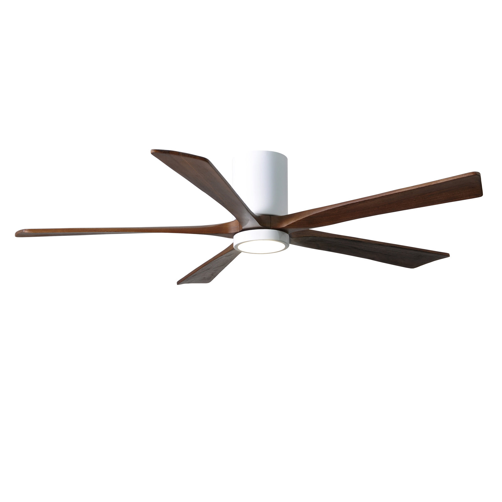 Irene 5 - Blade LED Ceiling Fan with Light Kit Included, Gloss White, 60", Walnut Tone
