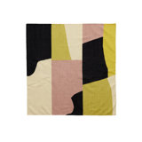 Square Waves Geometric Flatweave Wool Area Rug in Black/Pink