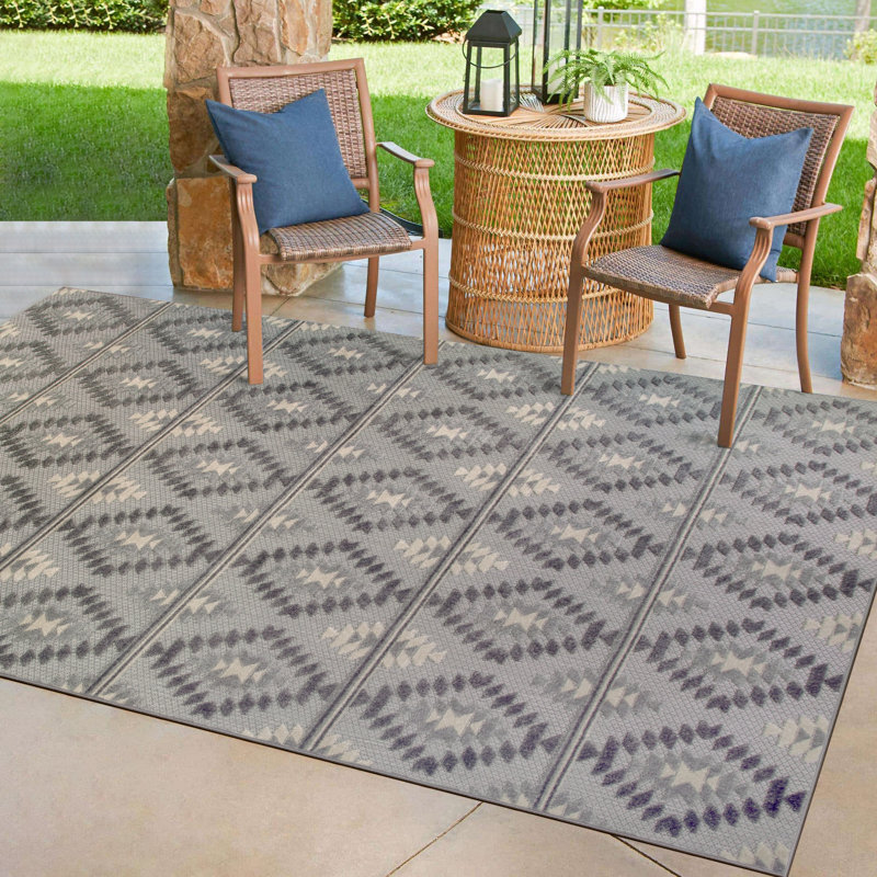 Leick Home Cirrido Southwestern Indoor Outdoor Area Rug Rectangle, Rectangle 7'10" x 10'