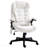 Cream White 6 Point Vibrating Massage Office Chair, With Heat, Linen High Back Executive Office Chair, With Reclining Backrest, Padded Armrests And Remote-2036200052