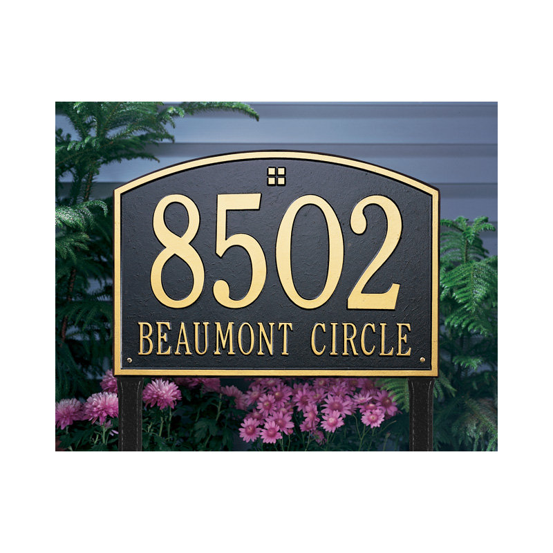 Cape Charles 2-Line Lawn Address Sign, Yes, Black and Gold