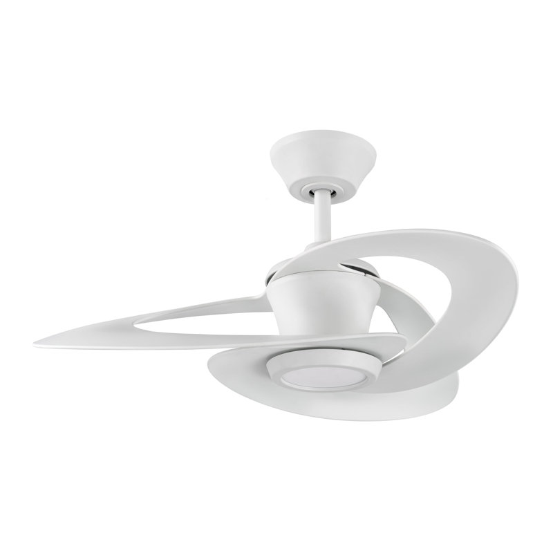 Cyclon 36 in. 3 Blade Matte White Small Ceiling Fan with Remote Control, Dimmable LED Light Kit, and Reversible Motor, White