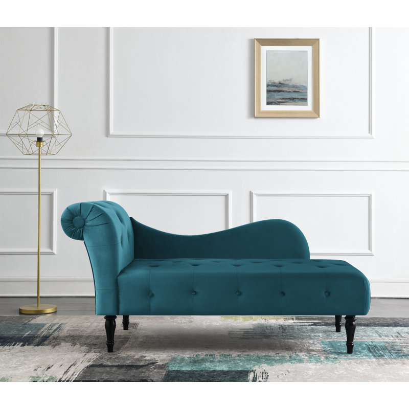 Scalise Upholstered Chaise Lounge, Teal