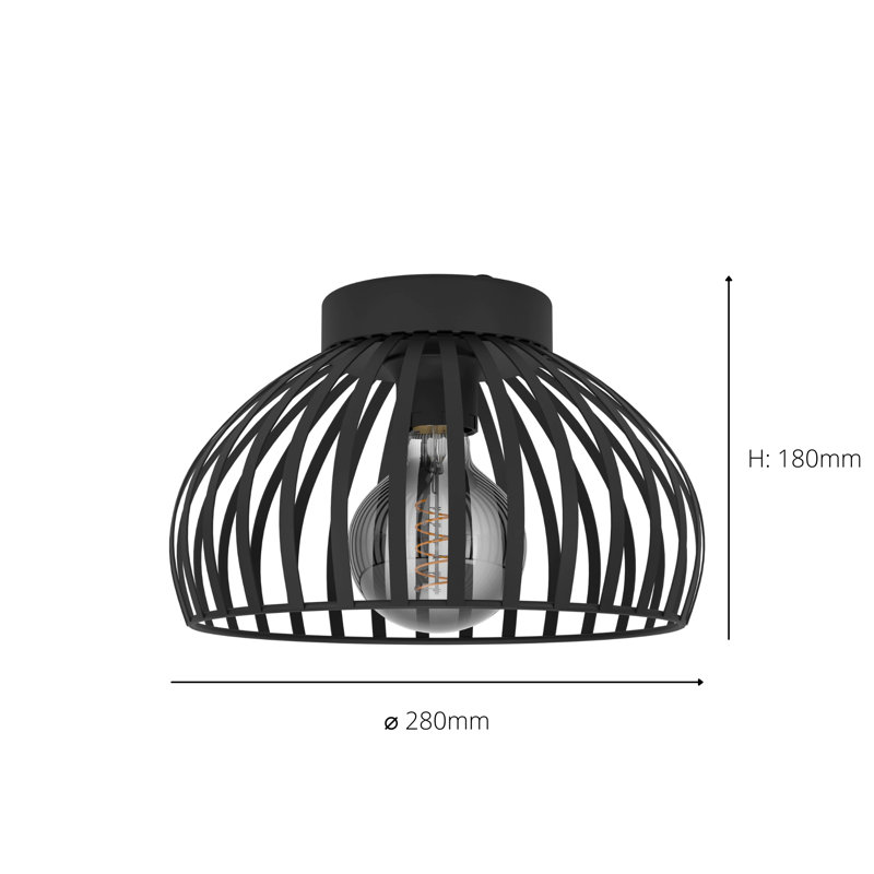 Alyworth Flush Mount, 18" H x 28" W x 28" D, Black