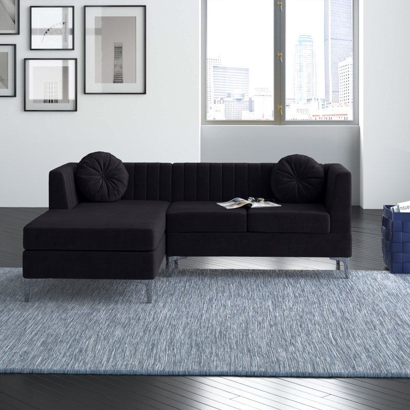 Canapé modulaire Sukias Old World Charm, Velours noir