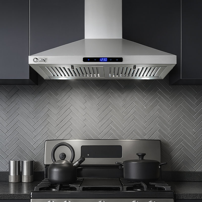 30 in. 217 CFM Convertible Painted Wall Mount Range Hood with LED and Carbon Filters, Stainless Steel