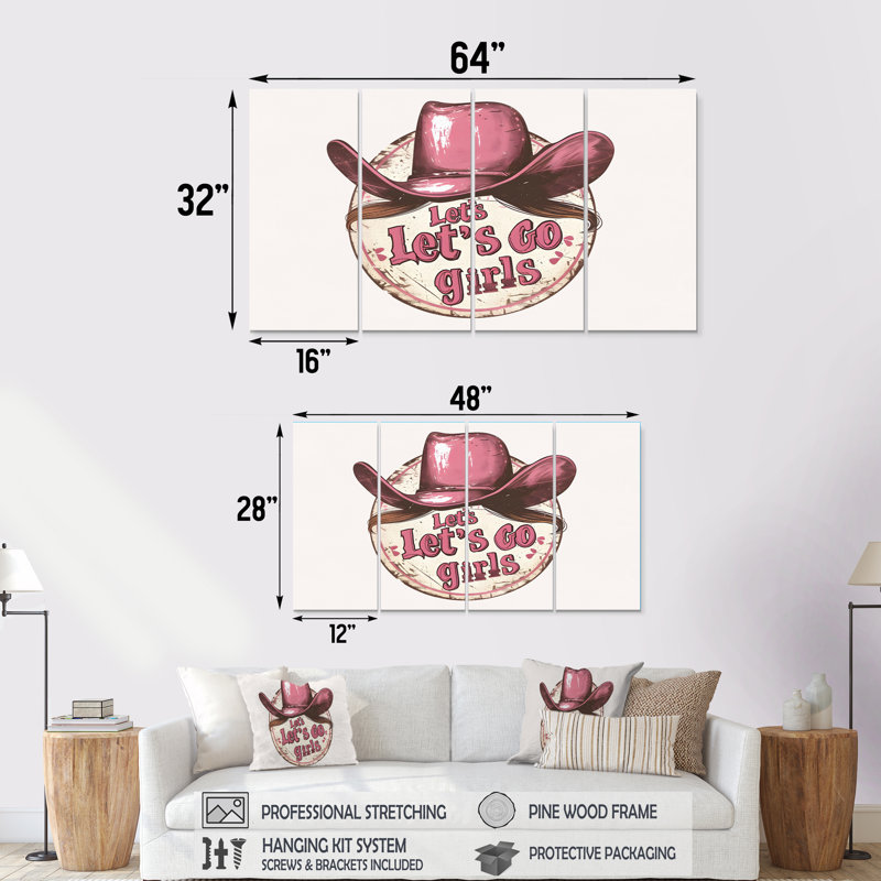 «Cowgirls Surfside Beach Babes» - ensemble d'impressions d'art mural, H 28 po x l 48 po