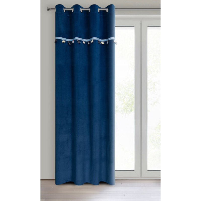 Car Polyester Standard Eyelet Curtain Panel, Dark blue