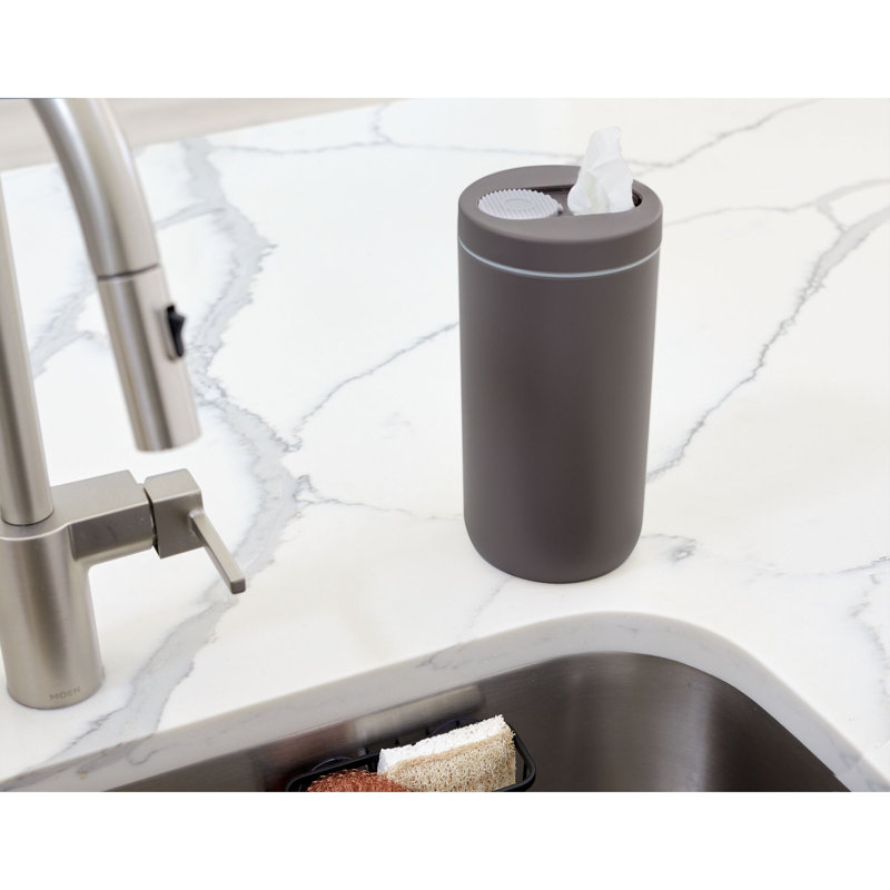 iDesign iD Clean BPA-Free Plastic Refillable Wipe Dispenser, Charcoal