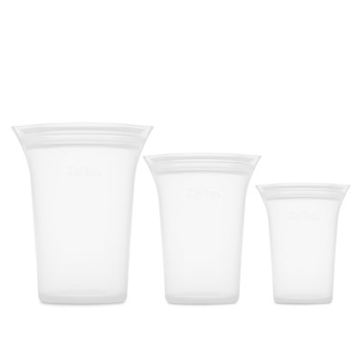 Sacs de rangement pour aliments réutilisables à fermeture éclair | Ensemble de 3 tasses [Givré] | Va au micro-ondes, au lave-vaisselle et au congélateur