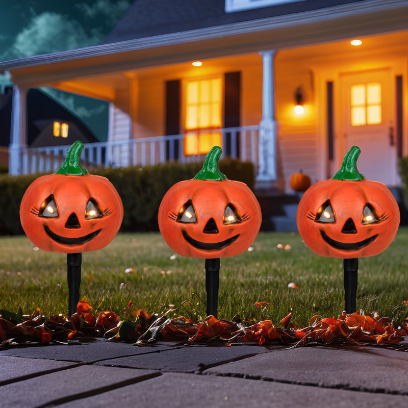Lighted Jack-o-Lantern Halloween Pathway Markers