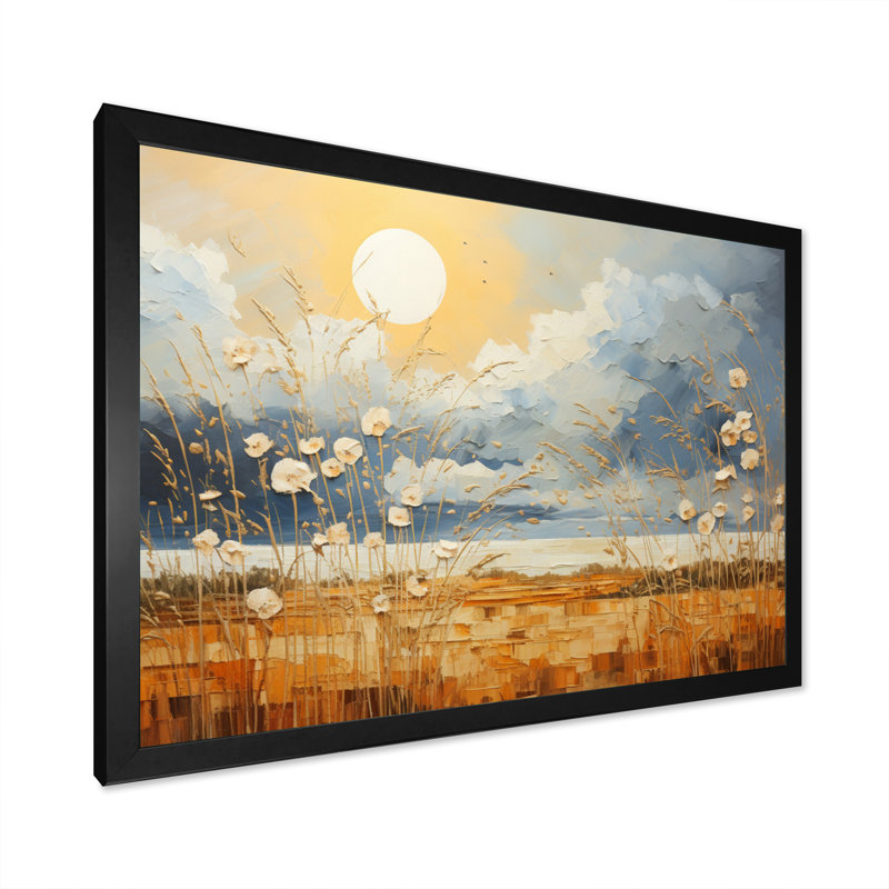 Nuage prairies collages IV - paysages, impressions sur toile, H 16 po x l 32 po x P 1 po, Cadre photo noir