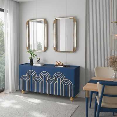 4 Doors Storage Cabinet with Adjustable Shelves for Kitchen, Dining Room, Living Room