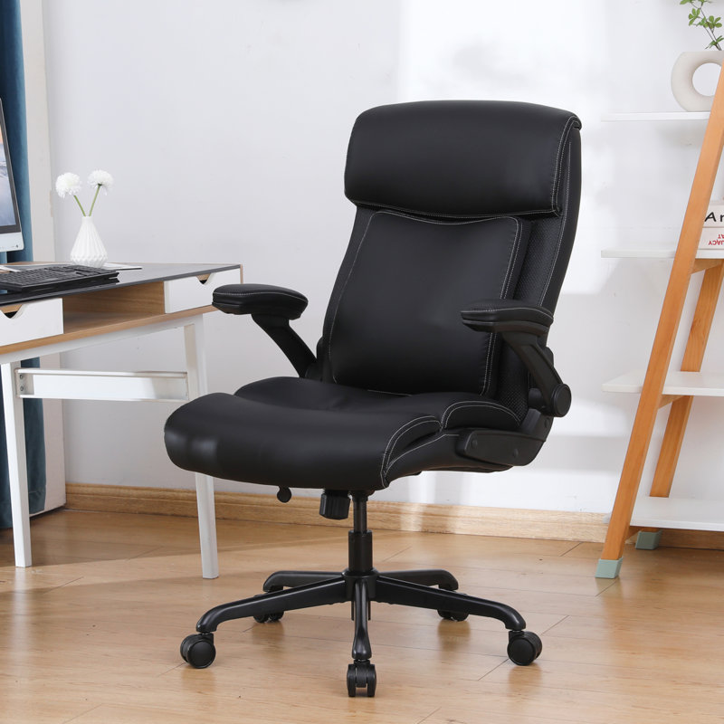 Fauteuil de direction ergonomique en similicuir avec repose-tête Glorice, Noir