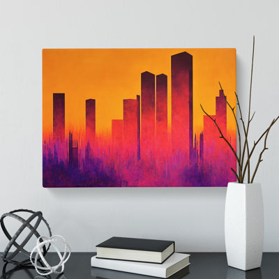 Stellar Skyscraper Skyline Abstract - Wrapped Canvas