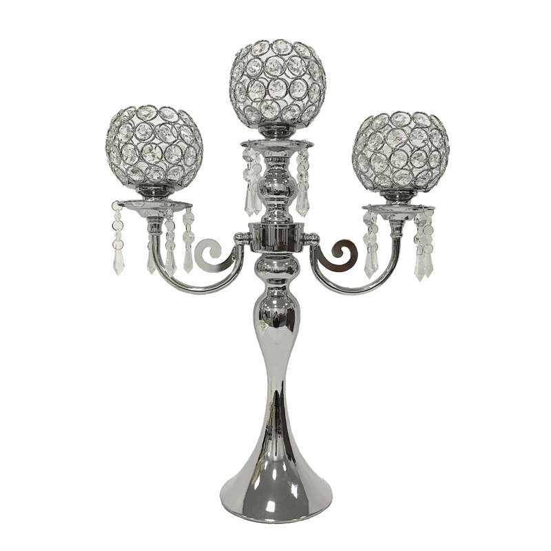 Bougeoir de table en métal 15 po H, Argent