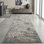 Tapis turc moderne en ardoise à motif abstrait 3 pi x 10 pi Sealy Easton