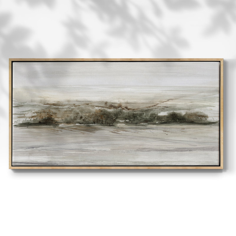 Beech Mountain Rise - Toile tendue avec châssis encadré - Prêt à être accroché, H 25 po x l 49 po, Naturel