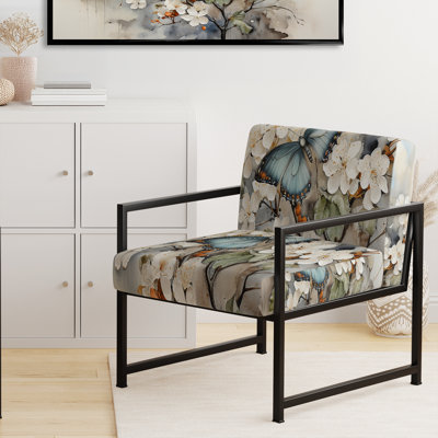 Fauteuil d'appoint bleu et blanc papillon Serimpipity