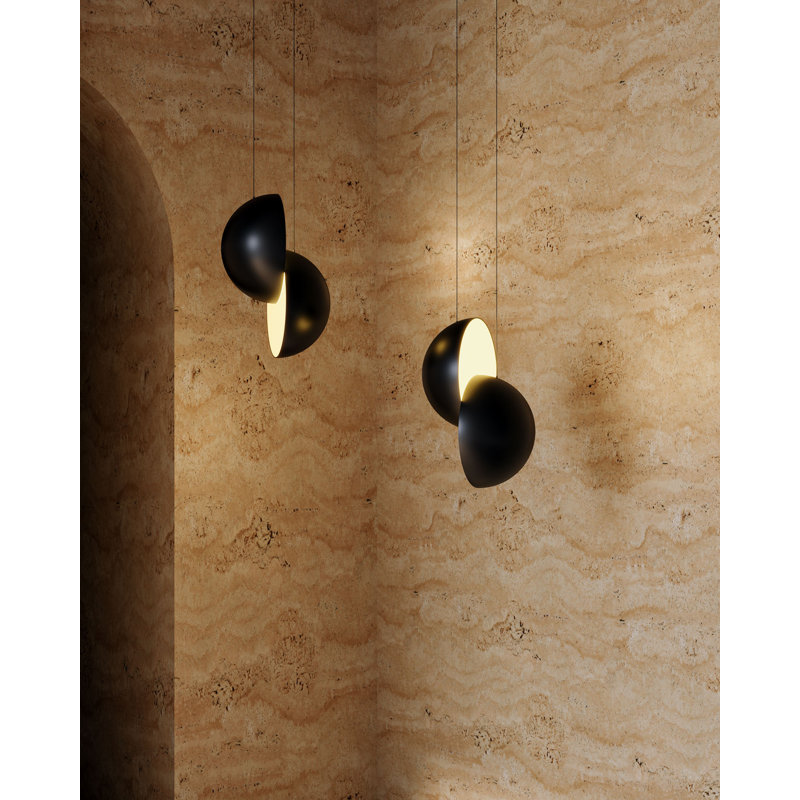 Void 24-in Black dimmable LED Pendant, Matte Black