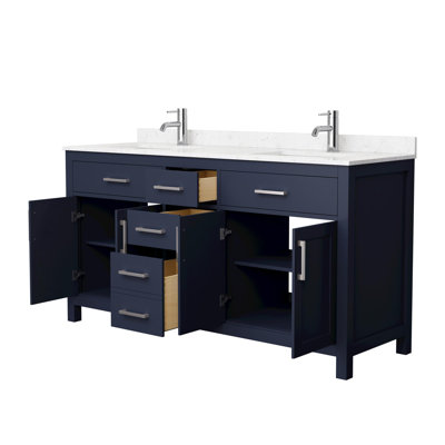 Beckett 66" Freestanding Double Bathroom Vanity with Cultured Marble Top