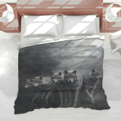 Grey Wolves In Fog Comforter
