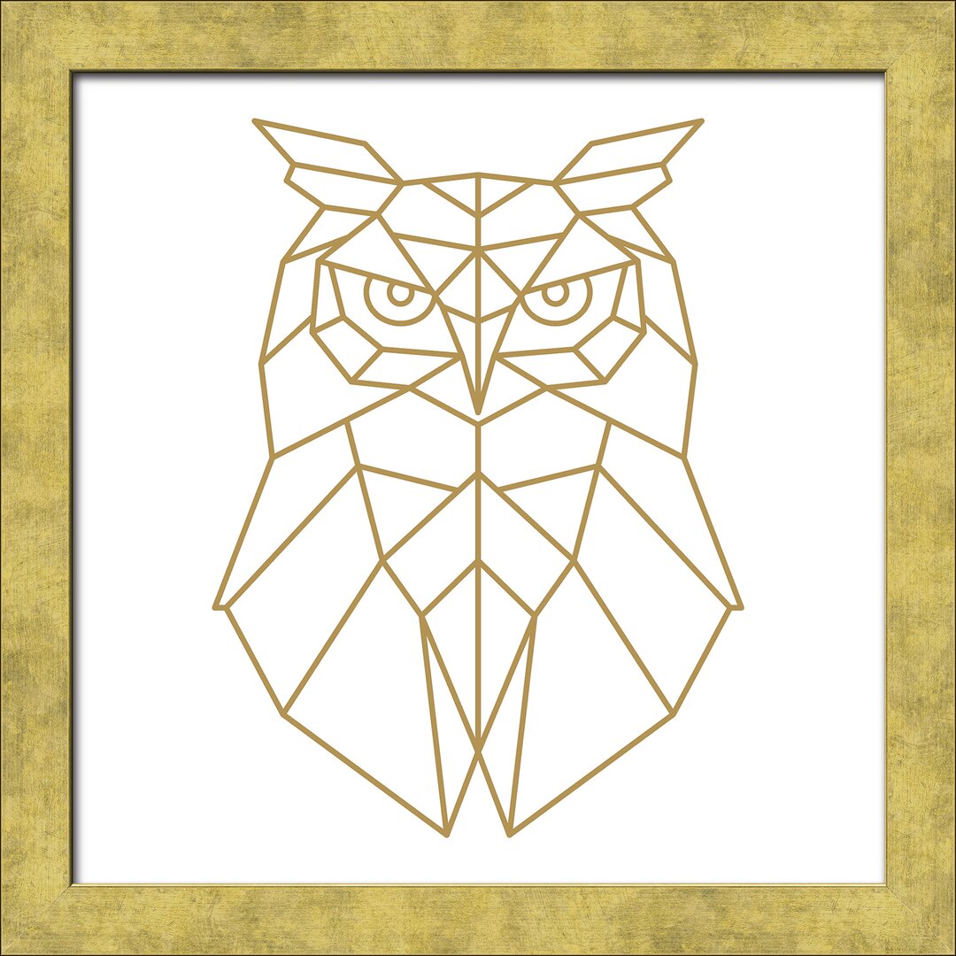 Gerahmtes Poster Golden Polygon Owl