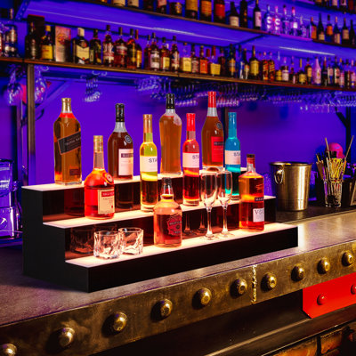 LED Lighted Liquor Bottle Display Shelf, Acrylic Bar Shelf with App & Remote Control by 17 Stories