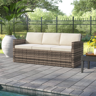 Silloth 71.5'' Wide Rectangle Wicker Patio Sofa with Cushions