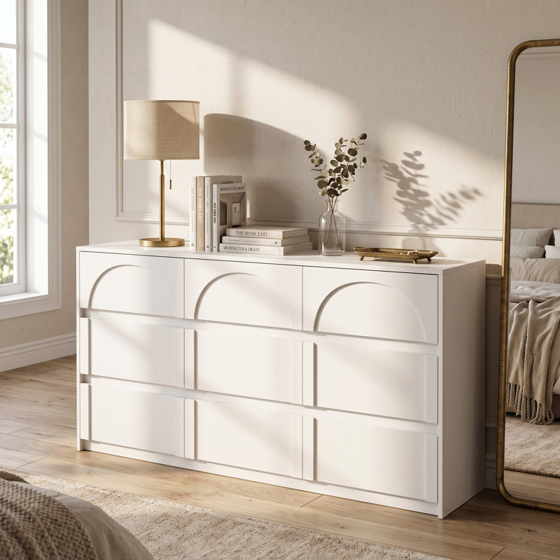 Commode 9 tiroirs Sallye, Blanc