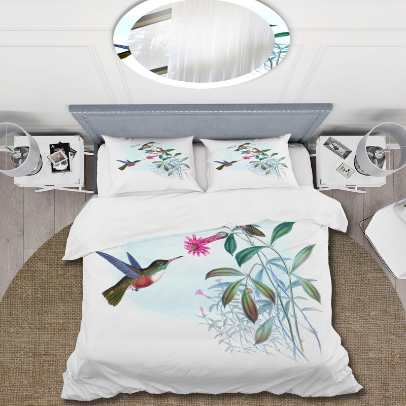 Ensemble de housse de couette traditionnel Vintage - Colibri IV - microfibre de polyester