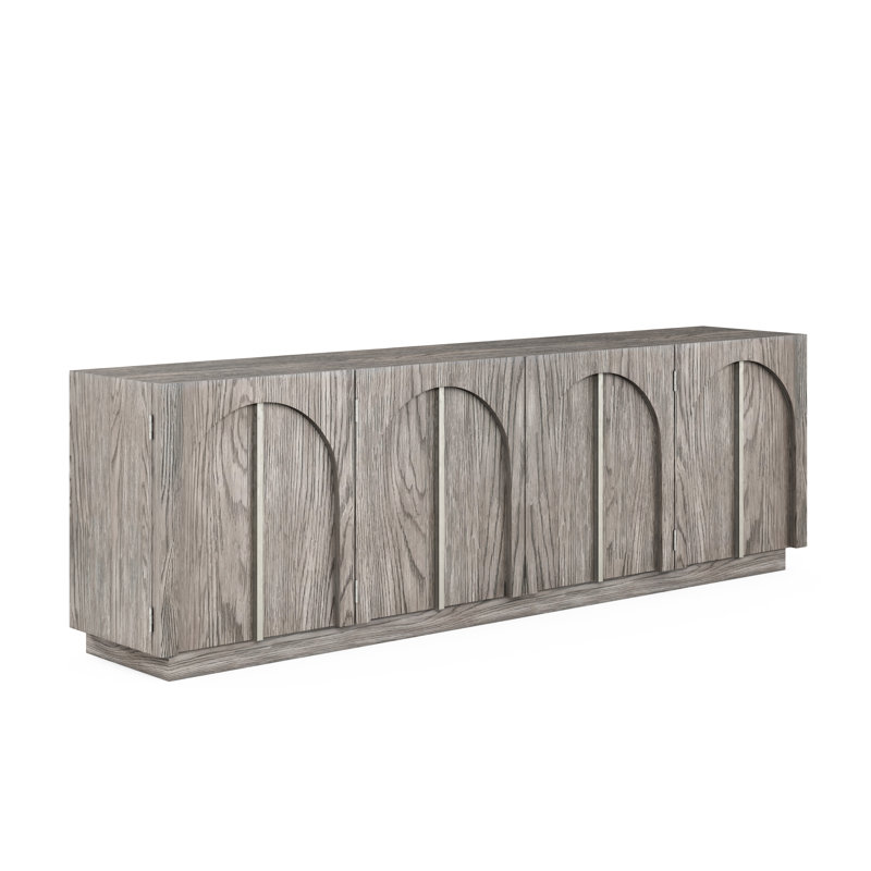 95'' Gray Oak Veneer Sideboard with Solid Poplar Frame