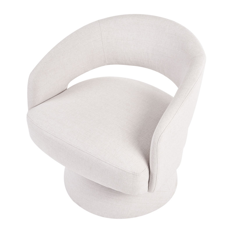 Upholstered Swivel Barrel Chair, White