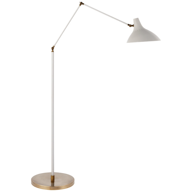 AERIN Charlton Floor Lamp, White/Hand-Rubbed Antique Brass, White