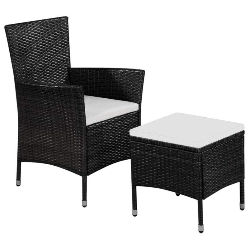 Patio Chair with Cushions, White, Black