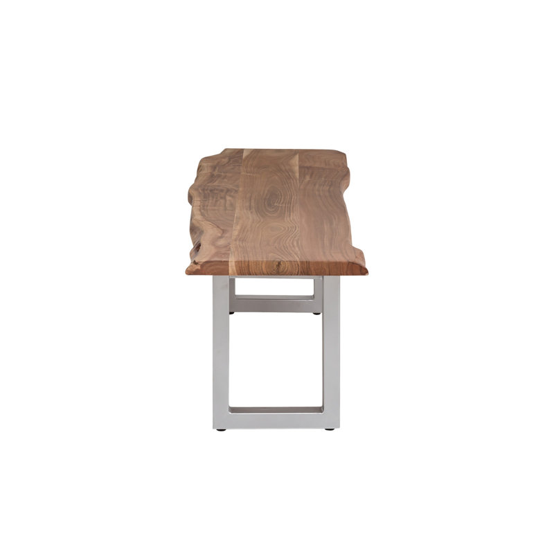 Sasheer Solid Wood Bench, 45cm H x 190cm W x 40cm D, Brown/Silver