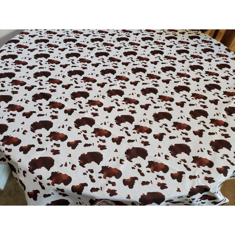 Cow Print Tablecloth, 48" Square, Brown