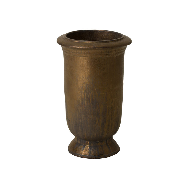 Krieger Handmade Ceramic Pot Planter, Antique Gold, 31" H x 21" W x 21" D