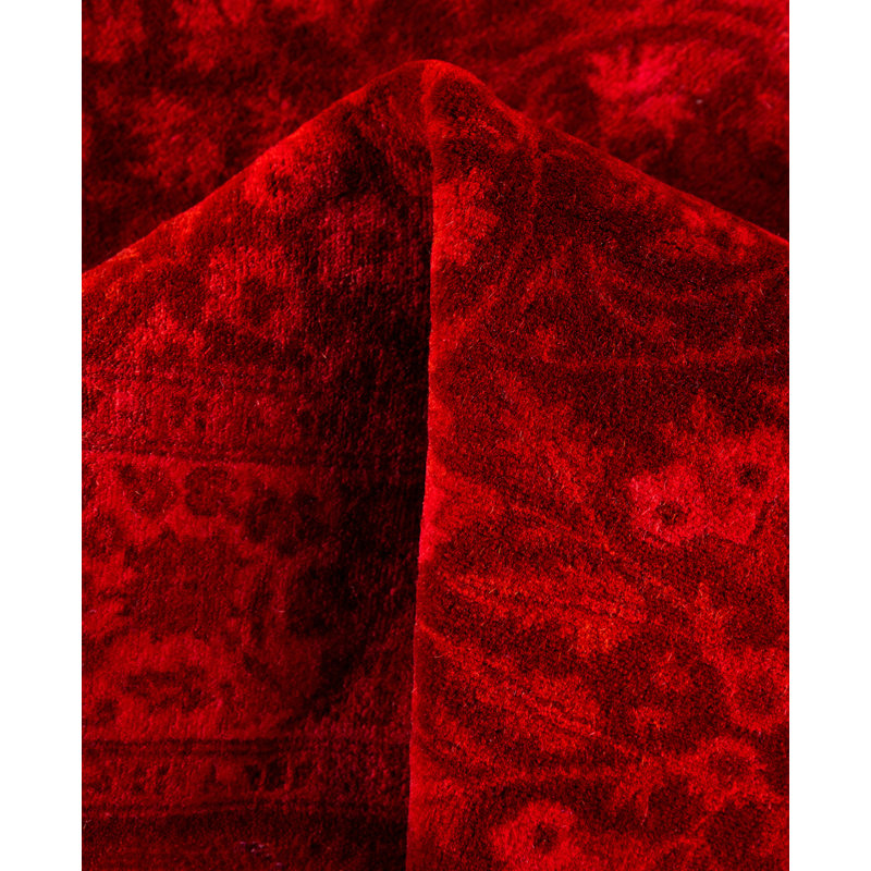 Overdyed Hand-Knotted Wool Modern-Contemporary Pink Runner 2' 6" x 7' 6"