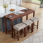 Ensemble de table de bar et tabouret de 59 pouces avec prise de courant, idéal pour les espaces de vie et de salle à manger modernes, peu encombrant et polyvalent-287813943-287813942