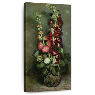 Vase de roses trémières