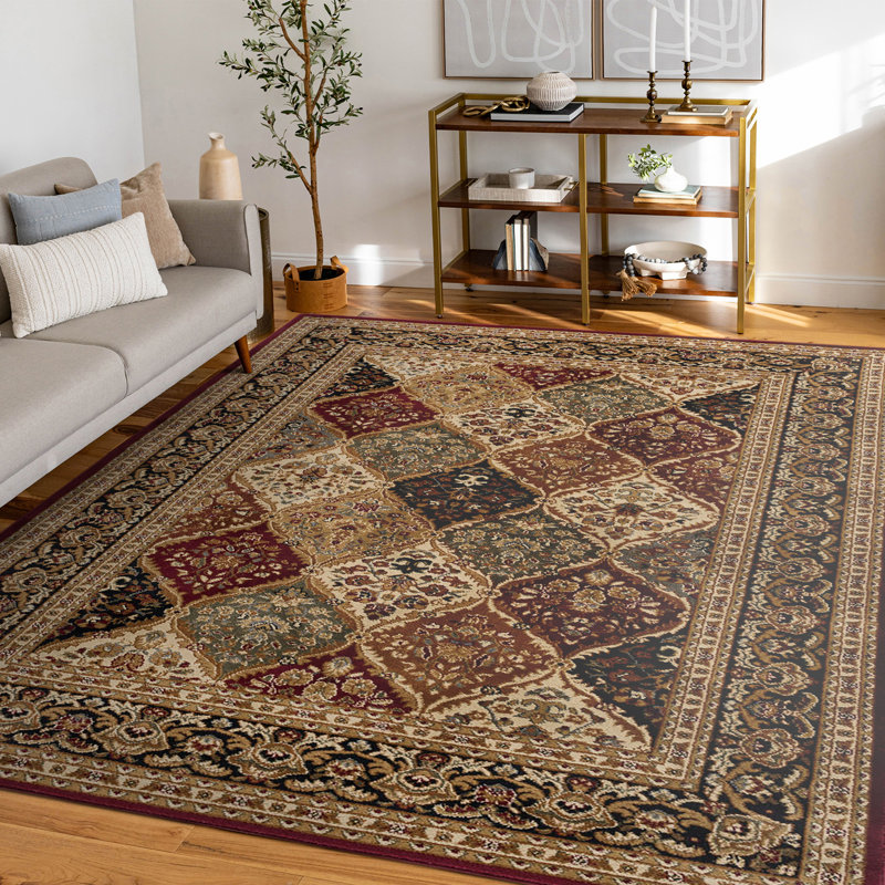 Tapis oriental rouge / beige Clarence, Rectangle 5 pi 3 po x 7 pi 3 po