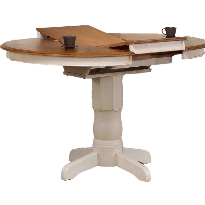 Clarey 5 - Piece Round Counter Height Butterfly Leaf Solid Wood Dining Set With 18" Butterfly Leaf, Caramel, Biscotti