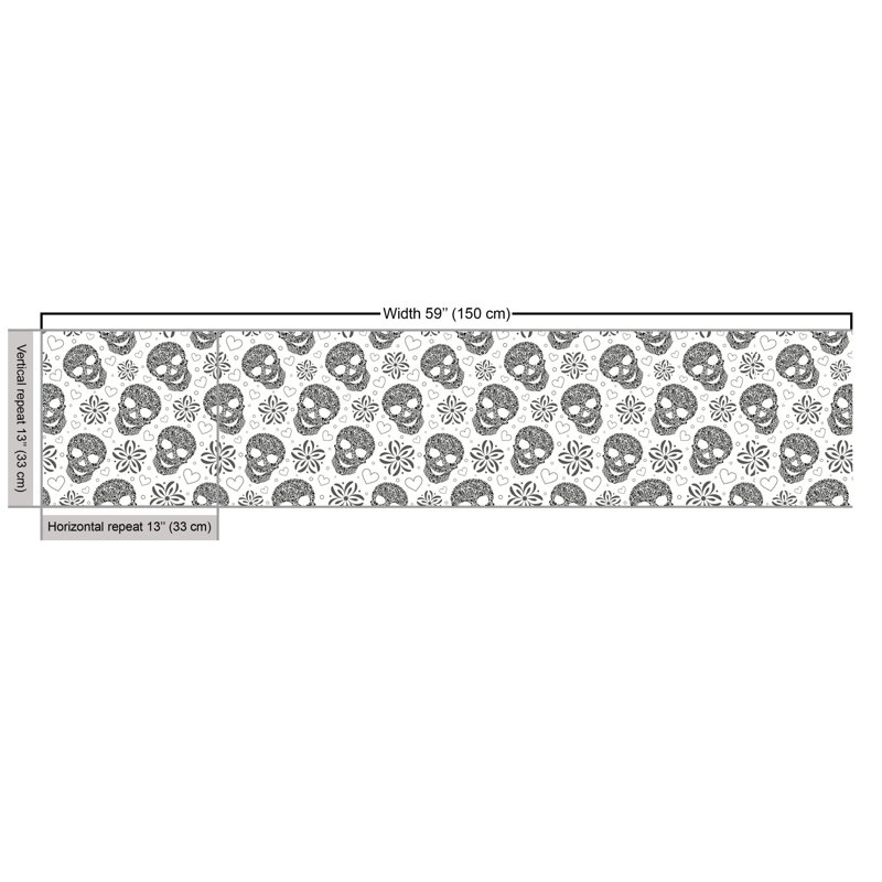 Geist Skulls Daisies Hearts Circles Fabric