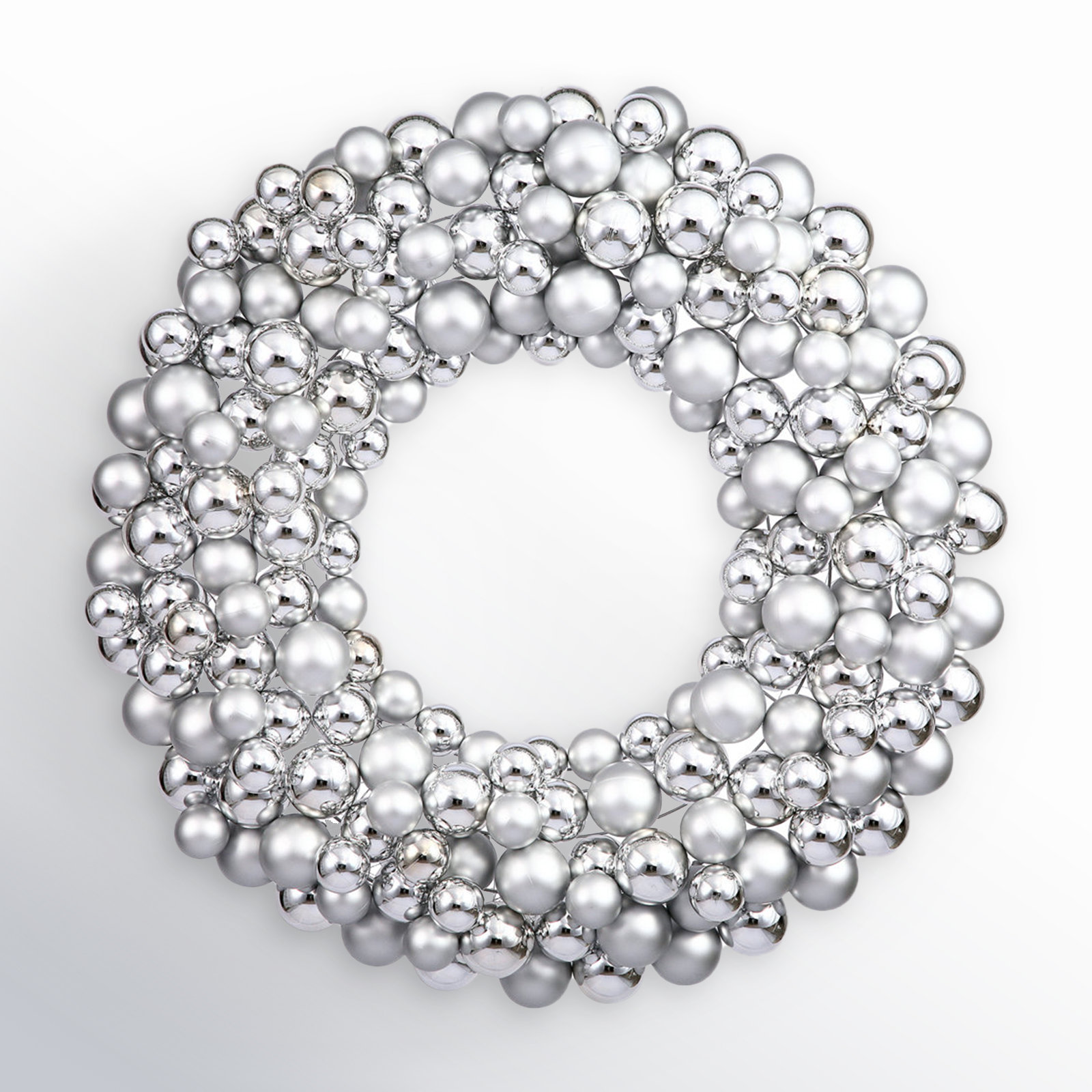 Ball Wreath, Silver, 24" W x 24" H x 3" D