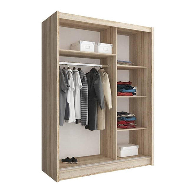 Saulsbury 2 Door Manufactured Wood Wardrobe, 214cm H x 150cm W x 62cm D, White