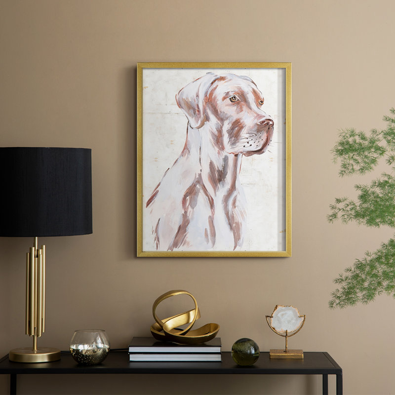 Sitting Dog IV Framed Print - Solid Wood
