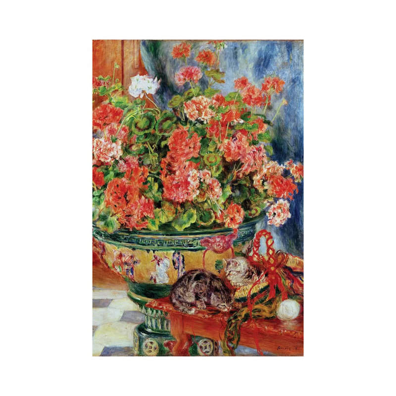 Geraniums And Cats, 1881 by Pierre-Auguste Renoir - Painting on Canvas, 101.6cm H x 66.04cm W x 3.81cm D, Wrapped Canvas