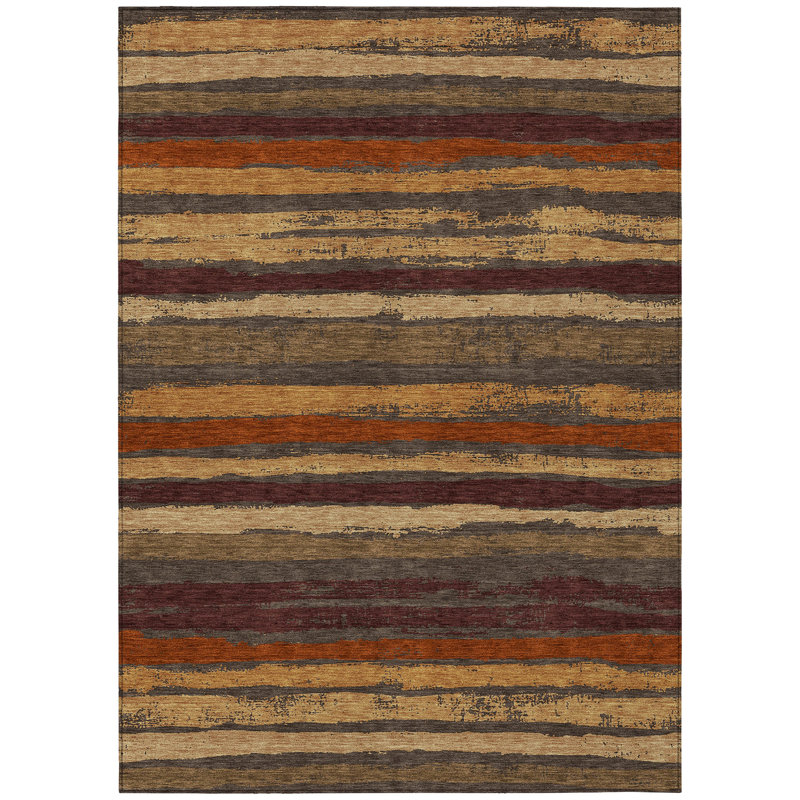 Sylira Chocolate Washable Indoor-Outdoor Rug - , 3' x 5'