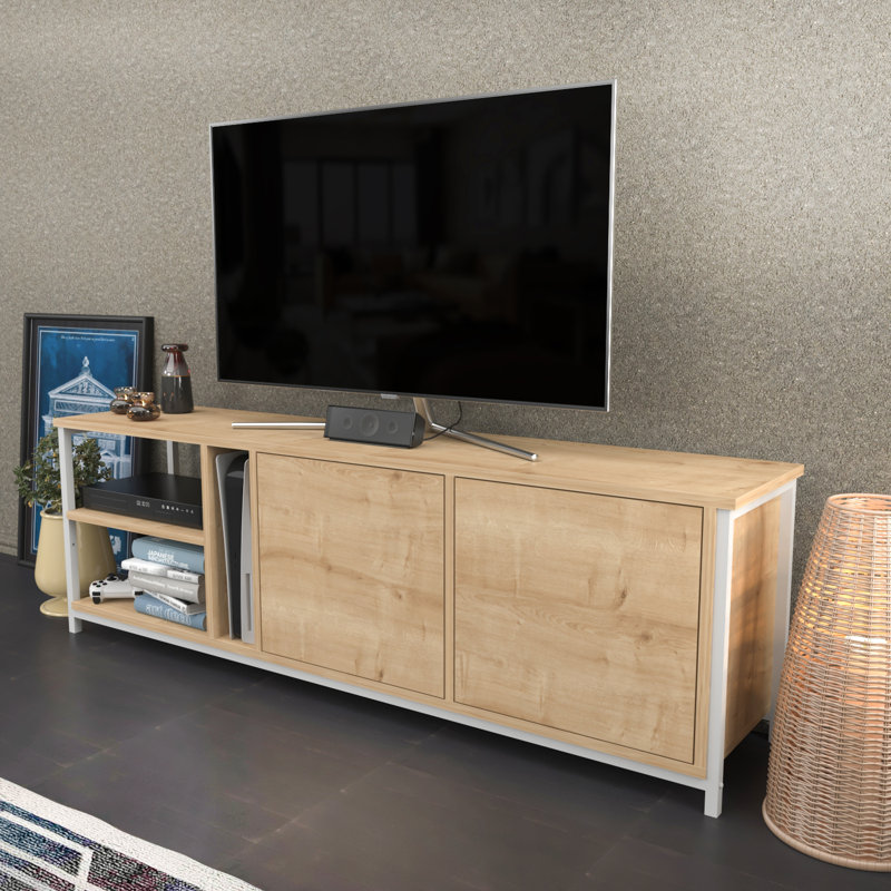 Angelah TV Stand for TVs up to 70", White/Oak